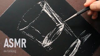 Half full half empty Relaxing scratching sounds ASMR scraperboard drawing glass of water [upl. by Adnicul854]