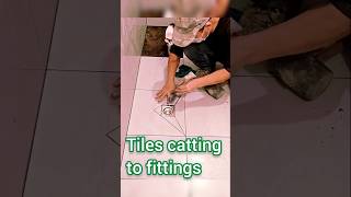 Tiles catting to fittings floortiles bathroomdesign foryou diy tileideas youtubegrowth [upl. by Tana]