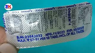 Ondem4 Tablet  Ondansetron 4mg Tablet  Ondem 4mg Tablet Uses Benefits Dosage Review in Hindi [upl. by Steel]