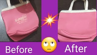 How to remove printed labels on leather purse  remove logo prints on bags  Lalithas Kitchen [upl. by Atolrac437]