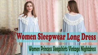 Nightgown Women Sleepwear Long Dress Cotton Nightgowns Women Princess Sleepshirts [upl. by Htirehc236]