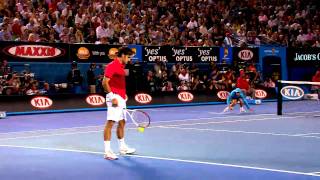 Ball Boy Classic Catch With Roger Federer  Australian Open 2012 [upl. by Siocnarf]