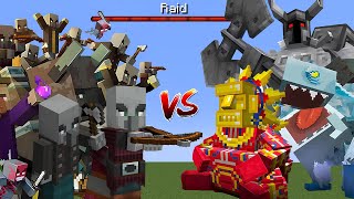 Raid Hardest Difficulty vs Mowzies Mobs in Minecraft [upl. by Ariajay]