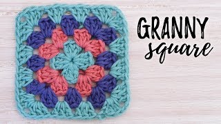 Cómo tejer GRANNY SQUARE básico a crochet  tutorial PASO A PASO  Ahuyama Crochet [upl. by Doane]