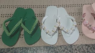 Acabei de decorar essas duas havaianas como ficou lindas [upl. by Aicram]