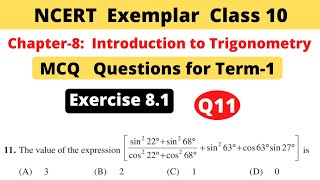 NCERT Exemplar Class 10 Maths  Chapter 8 Introduction to trigonometry  Exercise 81  Question 11 [upl. by Sucram]