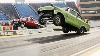 WILD WHEELSTANDING STRAIGHT AXLE 5657 CHEVY GASSERS AT RT66 CLASSIC 14 [upl. by Raynard968]