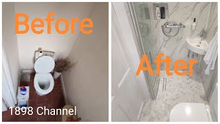 Before and After Cloakroom Toilet  Tiny Wet Room 1898 Victorian House  Time Lapse [upl. by Yacov]