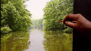 How Use Oil Paint For Beautiful River Side Landscape Painting  TimeLapsed [upl. by Asillam]