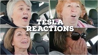 Cute Grandmas React To Tesla Model 3 [upl. by Minardi861]