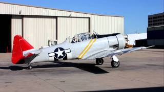 Cavanaugh Flight Museums North American T6 Texan idling beautiful sound R1340 [upl. by Anirehtak801]