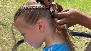 How To Braid Straight Texture Hair  A Different Way to Do 2 Braids [upl. by Corbie175]