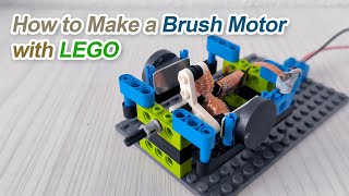 How to Make a Brush Motor with LEGO  DIY DC Motor [upl. by Leerzej]