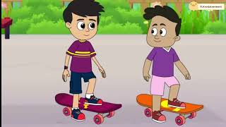 Gattu and chinke  skateboard competition Cartoon  super stories  flk entatarment [upl. by Lytsirk]