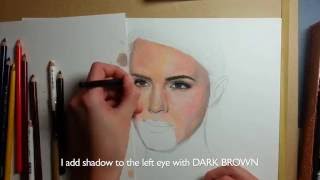 REALISTIC PORTRAIT TUTORIAL 12 SET PRISMACOLOR EMMA WATSON [upl. by Haeluj]