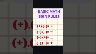 Basic math sign rules maths education concept knowledge [upl. by Alet]