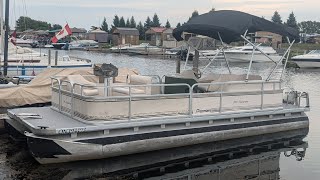 1997 24 foot Premier Sunrise Pontoon Boat New Flooring 2003 40hp Honda 4 stroke with trailer [upl. by Lerraf482]