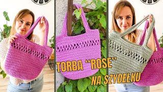 Torba na szydełku duża torebka shopper quotRosequot Crochet tote bag pattern [upl. by Ecnirp393]