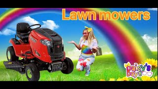 Lawn Mowers for kids  yard work like blippi  learn about mowers chainsaws and edge cutters [upl. by Rhodes]