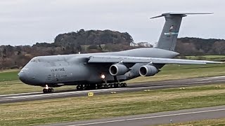 Lockheed C5 Galaxy takeoff prestwick [upl. by Pazice]