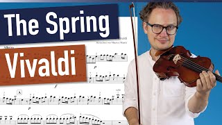 A Vivaldi The Spring  The Four Seasons 1 Movement  violin sheet music  piano accompaniment [upl. by Arraes199]