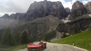 Car motorcycle tour Grödner Joch  Passo di Gardena  Dolomites [upl. by Lida682]