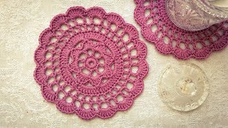 How To Crochet Easy Floral Doily Coaster [upl. by Tratner830]