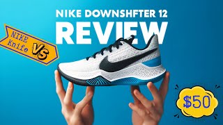 50 Sneakers vs Hunting Knife Nike Downshifter 12 Durability Test Best Affordable Sneakers [upl. by Torp]