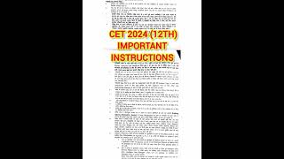 CET 2024 12TH IMPORTANT INSTRUCTIONS FOR EXAM  CET 12TH EXAM INSTRUCTIONS  CET 12TH ADMIT CARD [upl. by Halie]