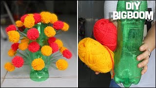 How to make Flower Vase With Plastic Bottle amp Woolen New Idea 2018 [upl. by Beata]