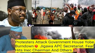 Protesters Attack Government House Burndown ❤️‍🔥Jigawa APC Secretariat Fear Hits Inec Chair Others [upl. by Novahc]