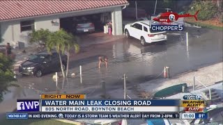 Water leak closes road in Boynton Beach neighborhood [upl. by Campball]