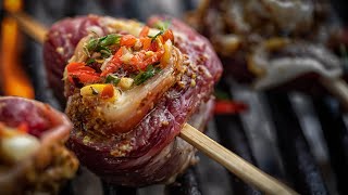 Steak Rolls Recipe  Relaxing Outdoor Cooking [upl. by Gutow140]