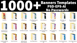 1000 Multipurpose Banners Templates Download In PSD EPS AI Files English Photoshop Tutorial [upl. by Braun]