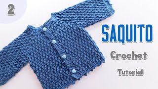 Como tejer un Saquito Chambrita Jersey en Punto Granizo Tejido crochet gancho fácil bebe Part 2 [upl. by Nwahsir924]