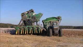 Two John Deere 9976 Cotton Pickers Harvesting Cotton Davis Farms 2016 Cotton Harvest 1 [upl. by Afatsom]