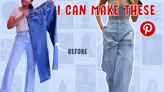 DIY Easy Low Waist to High Waist Jeans  Upcycle My Dream Pinterest Wardrobe [upl. by Siclari63]