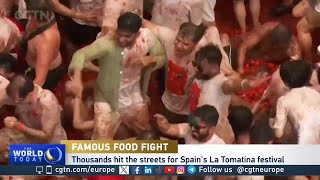 ‘La Tomatina’ festival tomato fighting [upl. by Itsirc846]