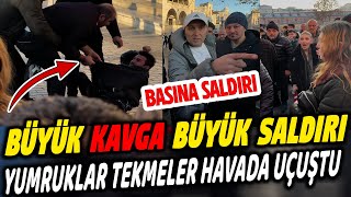 TEKMELER YUMRUKLAR HAVADA UÇUŞTU BİZE SALDİRİ Son Dakika Haberleri Halk Tv Canlı [upl. by Mharba]