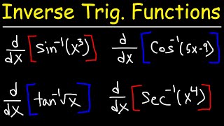 Derivatives of Inverse Trigonometric Functions [upl. by Diad465]