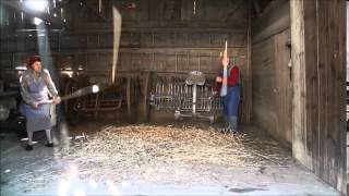 Threshing with hand flails – two people threshing [upl. by Tomkin]