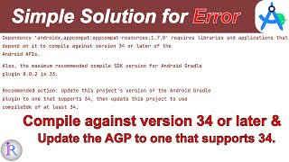 How to compile the android project against version 34 or later of the Android APIs [upl. by Eenttirb]