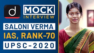 Saloni Verma  70 IAS  UPSC 2020  Mock Interview I Drishti IAS English [upl. by Eelah]