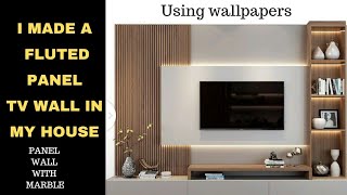 MODERN FLUTED PANEL TV WALL  HOW TO INSTALL PANEL WALLPAPERS  TV WALL MAKEOVER  FRIDAH NGUKU [upl. by Lou663]