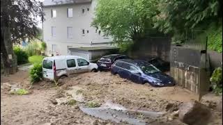 Heftiger Erdrutsch in Lindau am Bodensee durch starkes Hochwasser [upl. by Bianca]