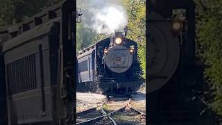 Loud Lunkenheimer chime 3 whistle on a 060 steam locomotive steamlocomotive railfanning shorts [upl. by Ebbarta]