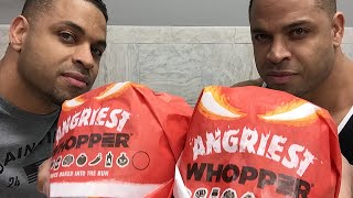 Eating Burger Kings Angriest Whopper hodgetwins [upl. by Leopoldeen718]