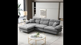 106“  665quot L shaped Convertible Sectional Sofa [upl. by Ertsevlis]