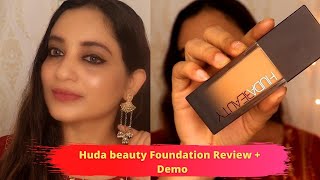 Huda beauty FAUXFILTER FOUNDATION 310g Amaretti Review  WEAR TEST indian skin tone makeup [upl. by Hnim]