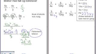 Algebra addisjon og subtraksjon med brøk [upl. by Dorman]